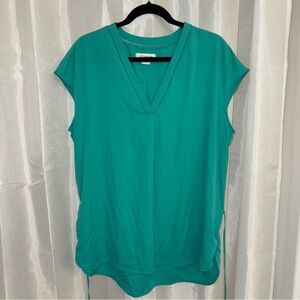 Liz Claiborne Teal V-Neck Blouse w/belt, Size XL